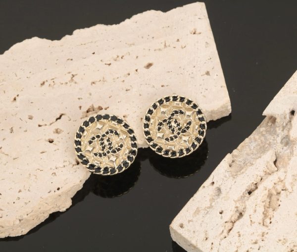 18K CC Diamond Round Earrings - 图片 4