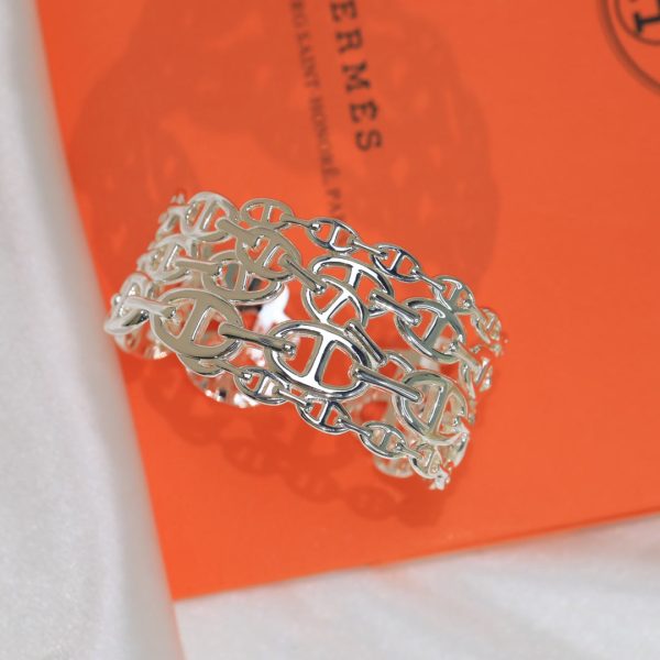 18K Chaine D'Ancre Wide Cutwork H Bracelet - 图片 8