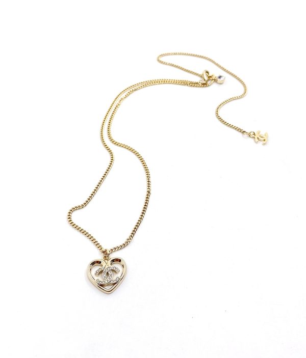 18K CC Heart Pendant Chain Necklace - 图片 3