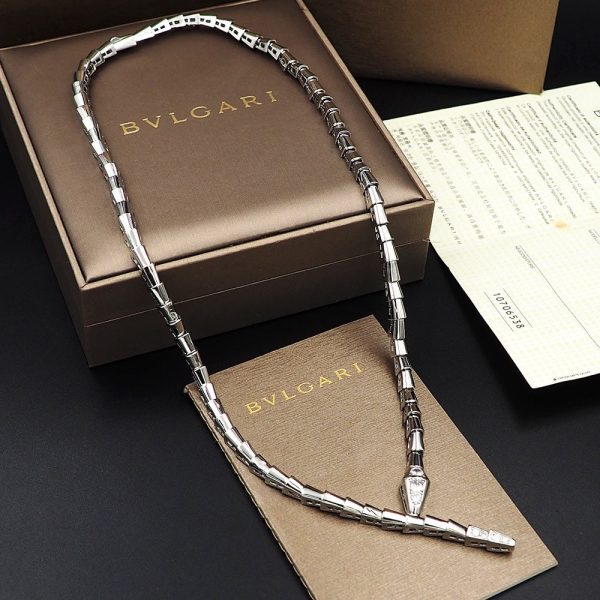 18K BV Serpenti Viper Demi-Pavé Diamonds Necklace - 图片 5