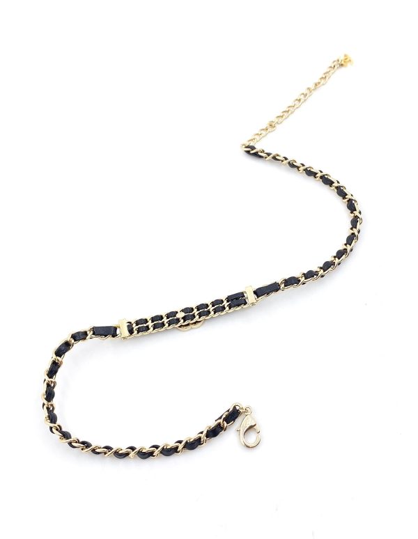 18K CC Leather Choker Necklace - 图片 3