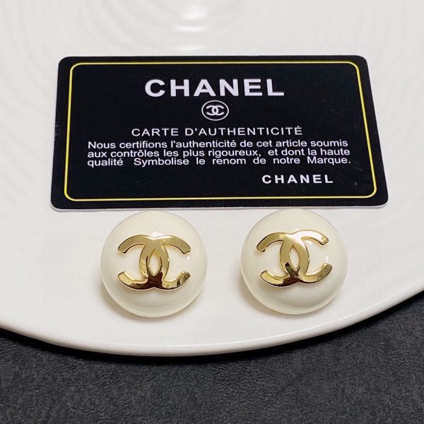18K CC Pearl Round Earrings - 图片 8