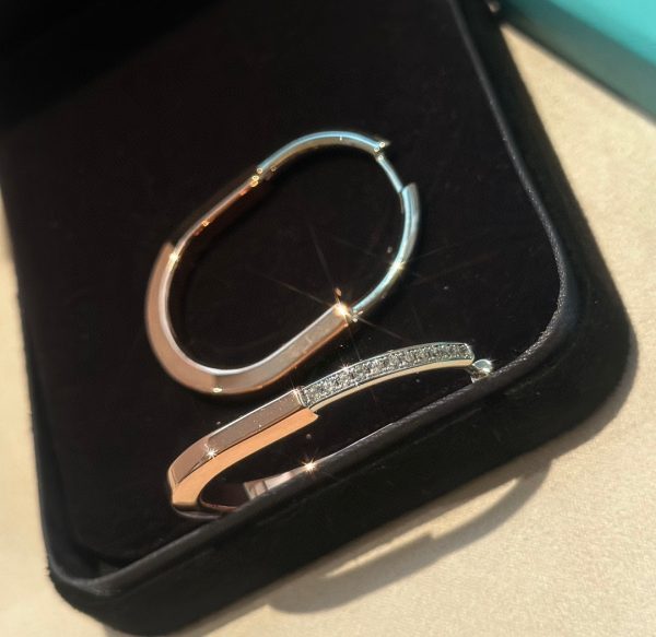 18K T Lock Diamond Earrings - 图片 6