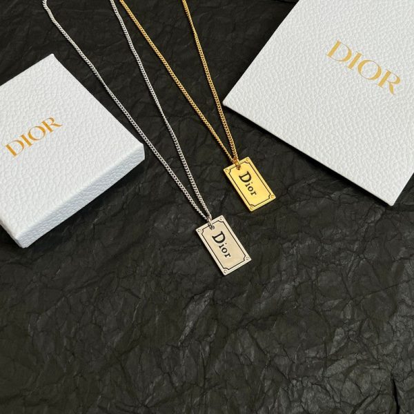 18K CD Oblique Plate Pendant Necklace - 图片 12