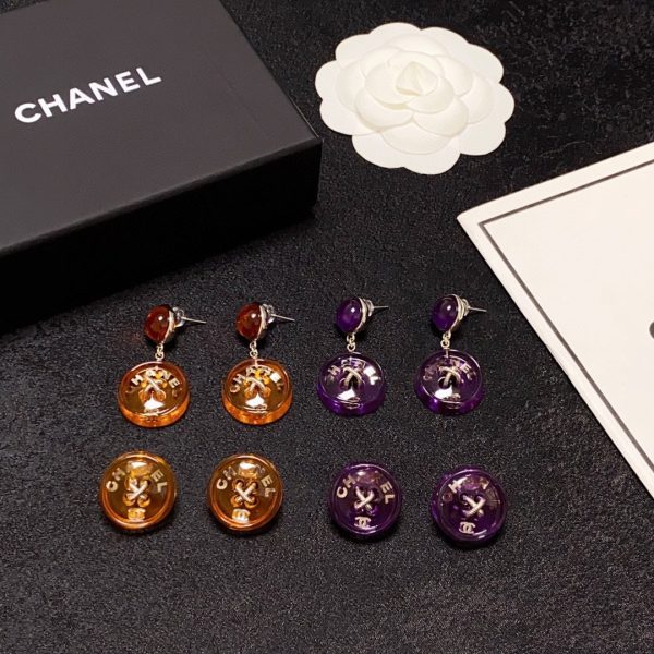 18K CC Orange Pendant Earrings - 图片 6