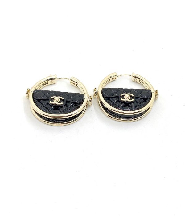 18K CC Black Bag Earrings - 图片 3