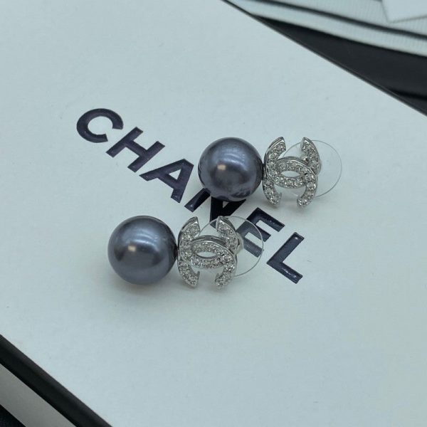 18K CC Pearl Drop Gold Earrings - 图片 2