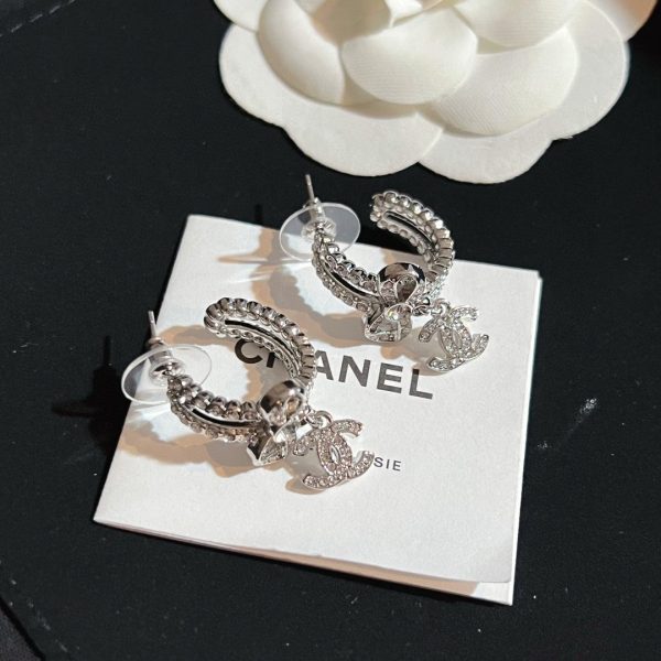 18K CC Diamond Pendant Earrings - 图片 4