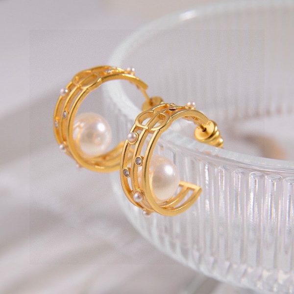 18K CD D-Backstage Pearl Earrings - 图片 3