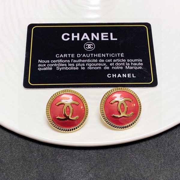 18K CC Pink Round Earrings - 图片 4