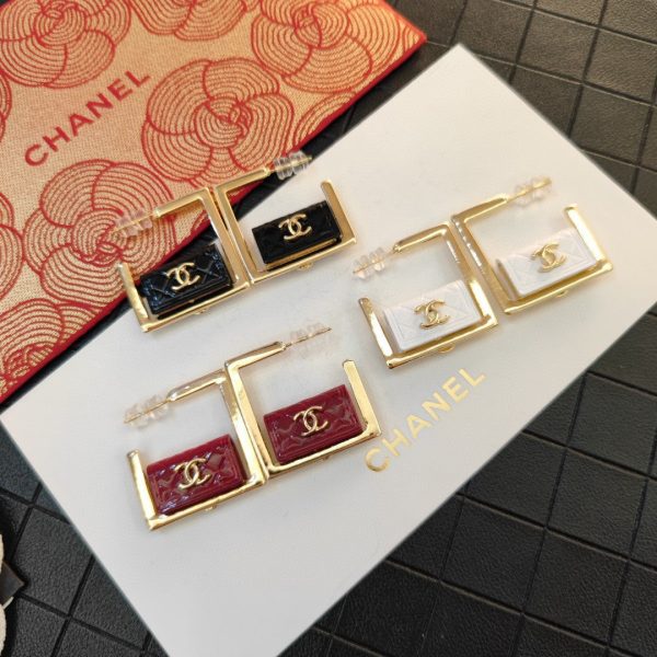 18K CC White Bag Hoop Earrings - 图片 4
