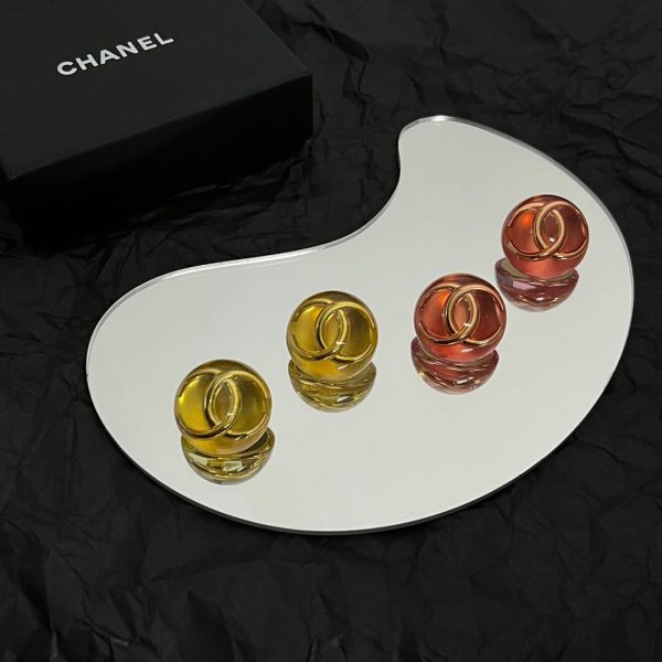 18K Vintage CC Red Crystal Earrings - Image 5