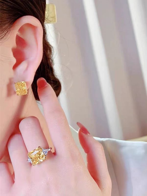 18K T Yellow Crystal Earrings - 图片 2