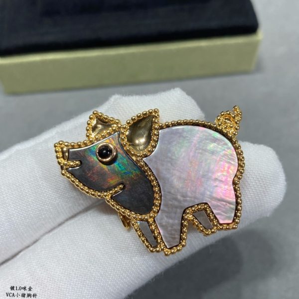 18K Lucky Animals Pig Clip Brooch - 图片 3