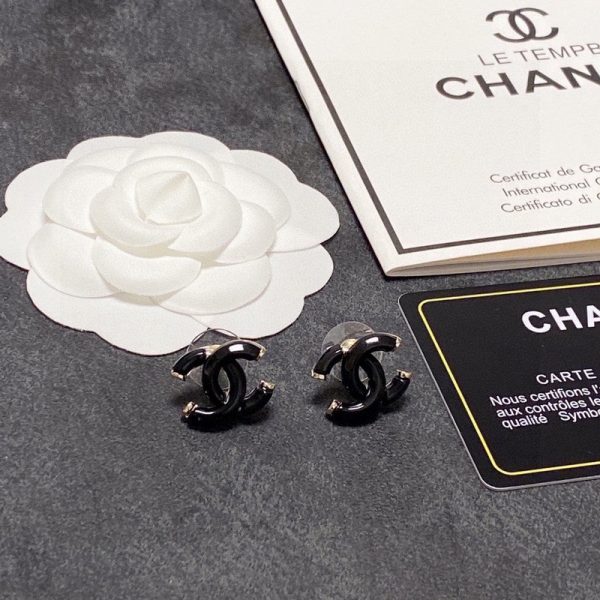 18K CC Black Gold Earrings - 图片 3