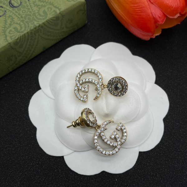 18K Double G Crystals Earrings - 图片 2