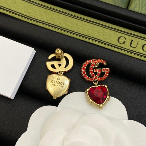 18K Double G Red Crystal Earrings - 图片 3