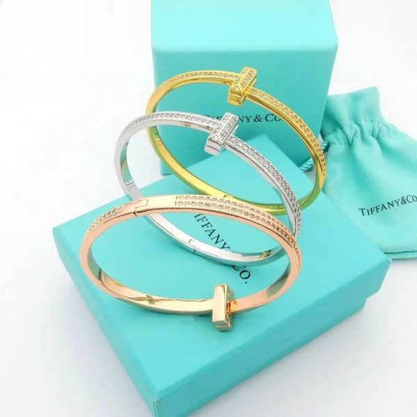 18K T1 Wide Diamond Bangle Bracelet - 图片 6