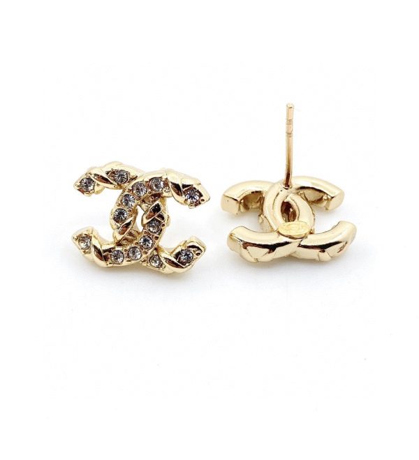 18K CC Full Crystals Earrings - 图片 3