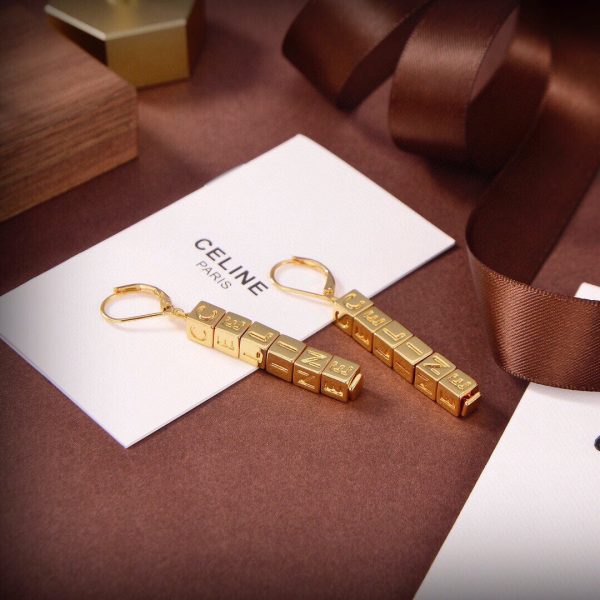 18K Triomphe Script Cube Earrings - 图片 3