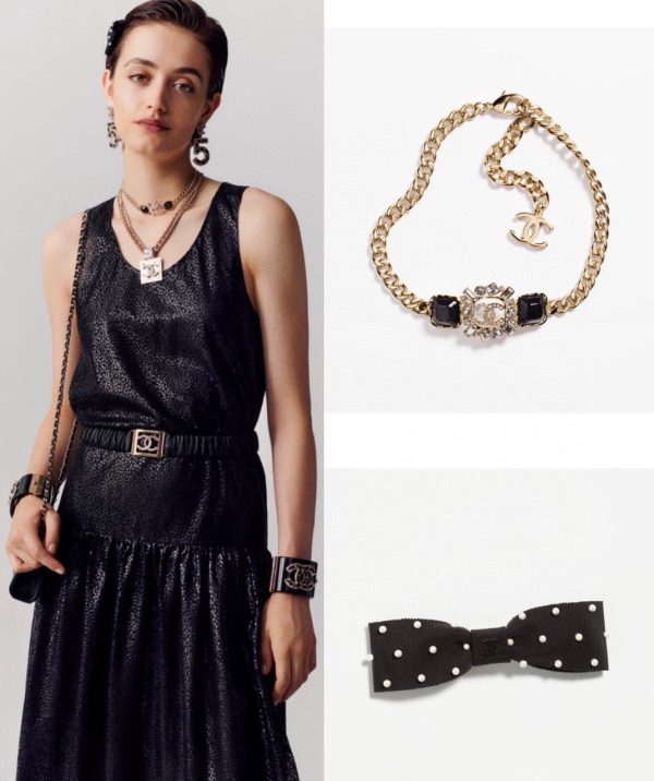 18K CC Black Crystals Chain Necklace - 图片 4