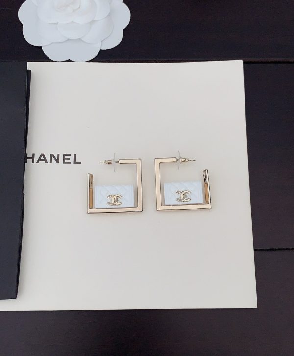 18K CC White Bag Pendant Earrings - 图片 4