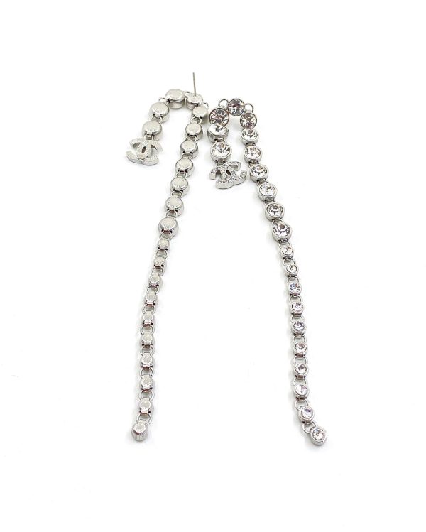 18K CC Long Crystal Earrings - 图片 3