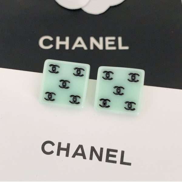18K CC Green Resin Earrings