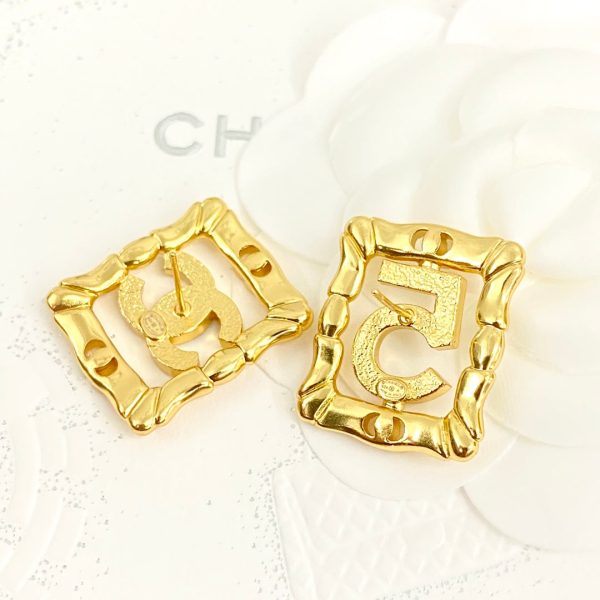 18K CC No.5 Square Diamond Earrings - 图片 5