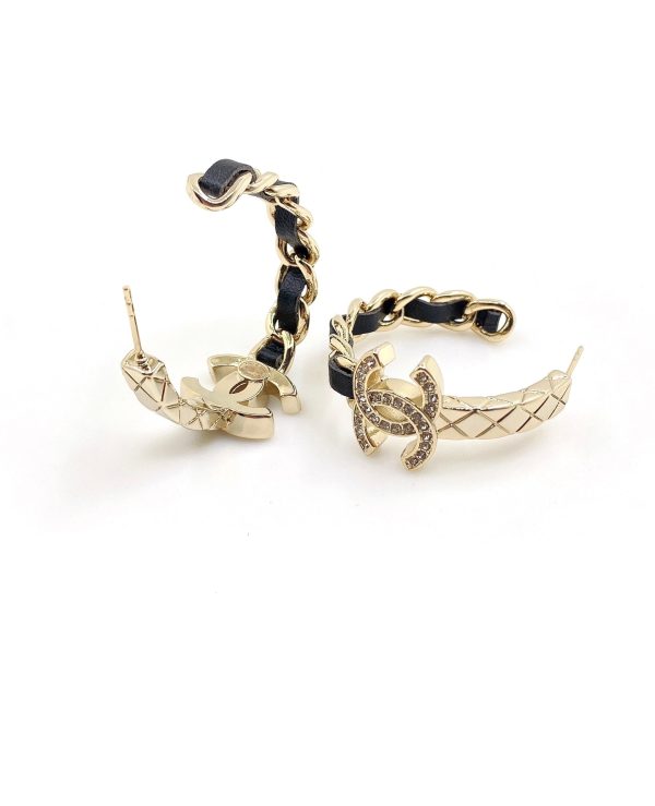 18K CC Black Open Earrings - 图片 4