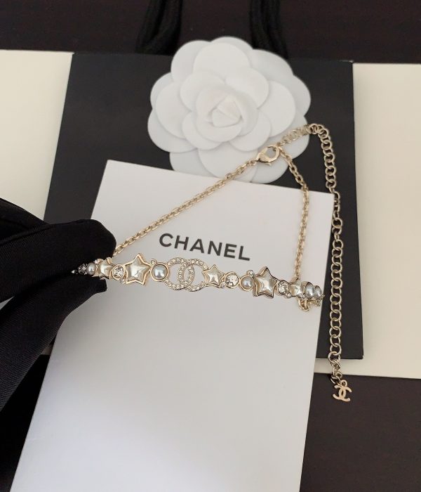 18K CC White Pearl Crystals Necklace - 图片 4