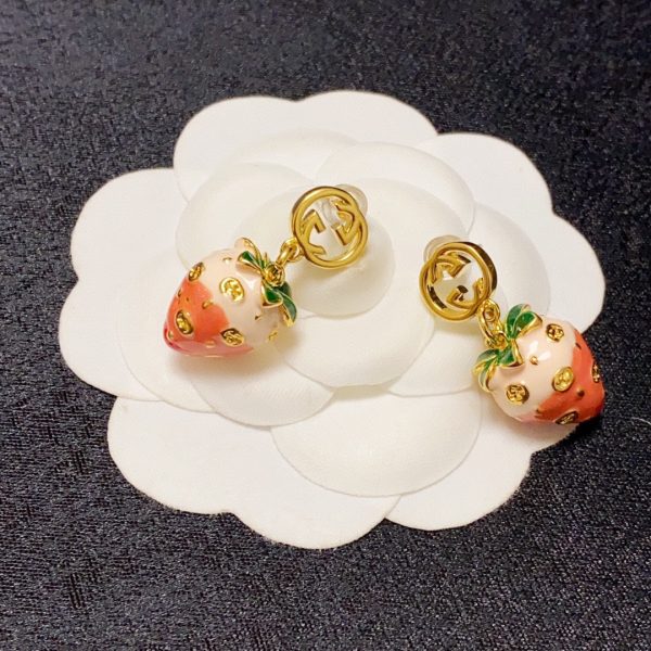 18K Double G Strawberry Earrings - 图片 5