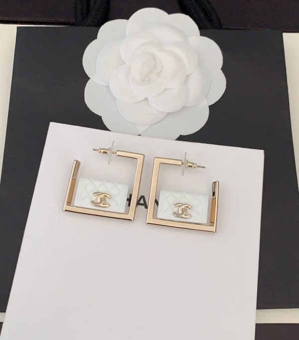 18K CC White Bag Pendant Earrings - 图片 5