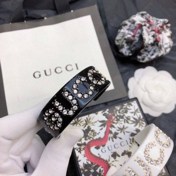 Double G Crystal Black & White Cuff Bracelet - 图片 6