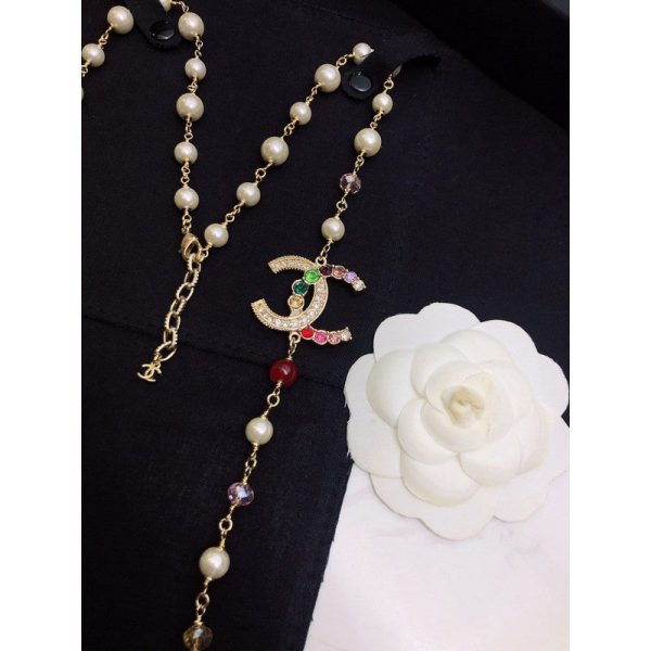 18K CC Color Long Pearl Necklace - Image 2