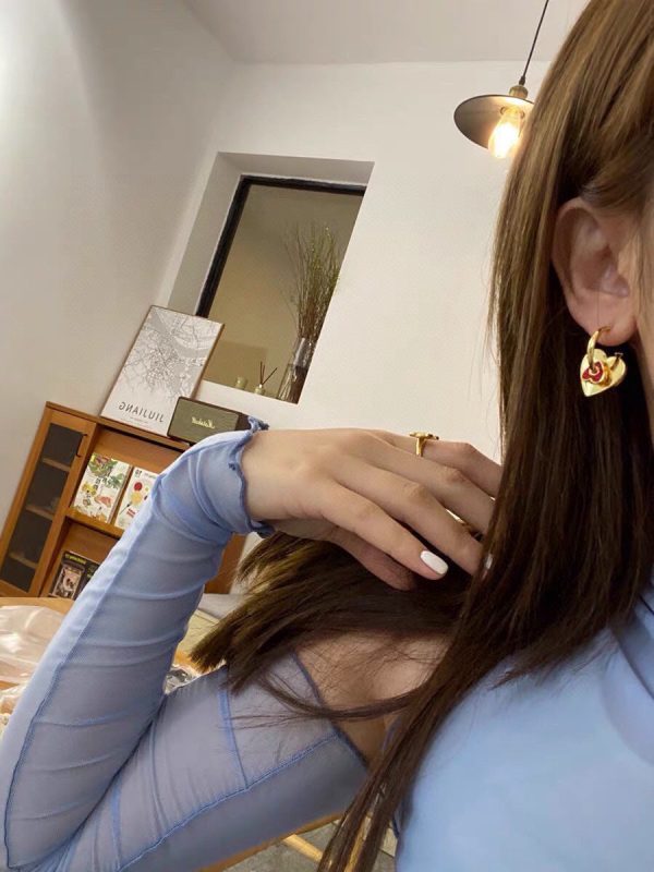 18K Triomphe Red Heart Earrings - 图片 7
