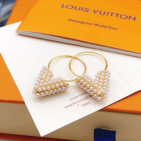 18K Louis Essential V Perle Hoop Earrings - 图片 6