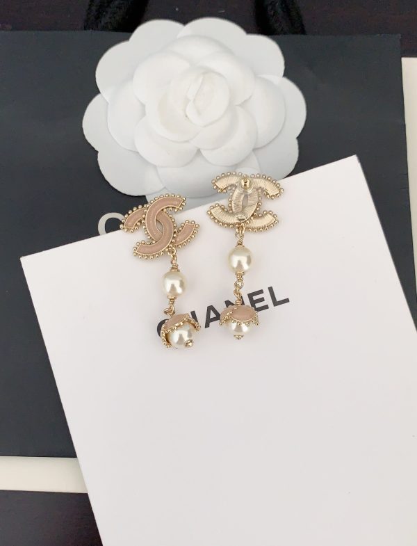 18K CC Pearl Crystals Earrings - 图片 4