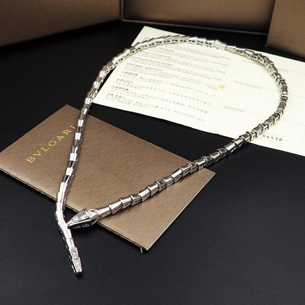18K BV Serpenti Viper Demi-Pavé Diamonds Necklace - 图片 6