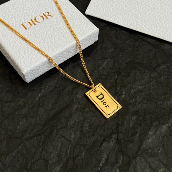 18K CD Oblique Plate Pendant Necklace - 图片 13