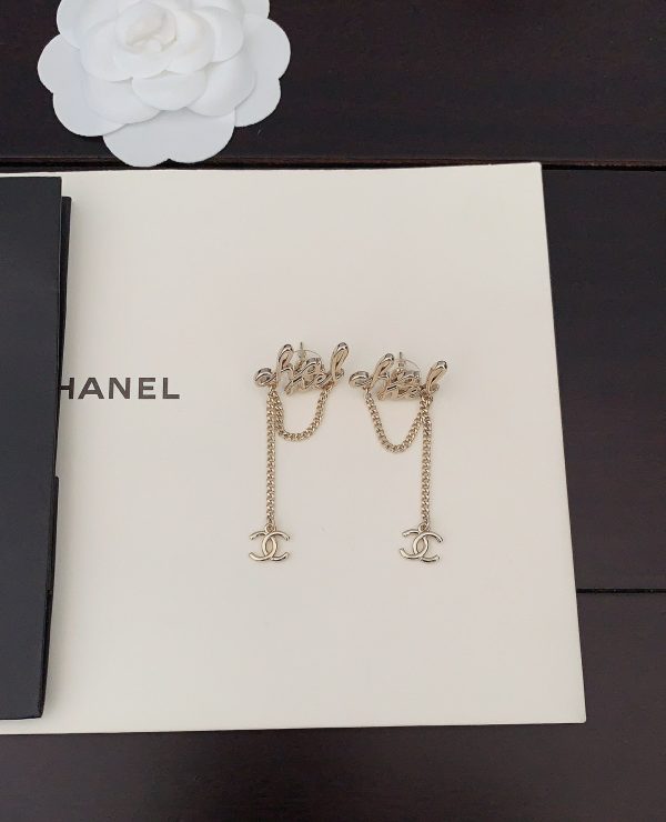 18K CC Letter Earrings - 图片 4