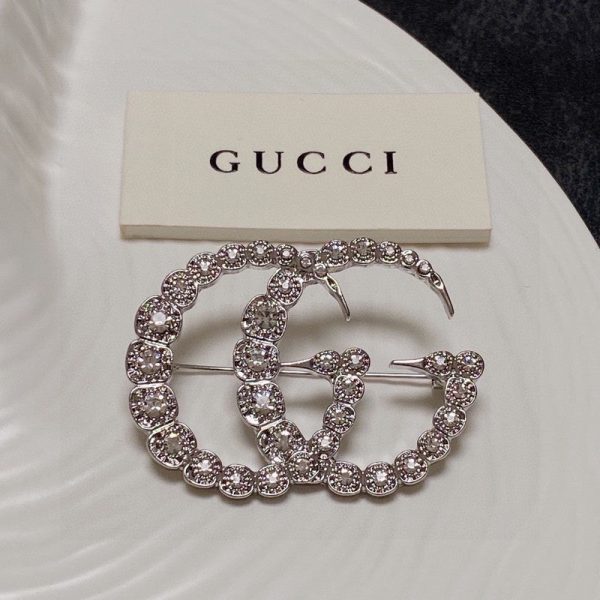 18K Double G Crystal Brooch - Image 9