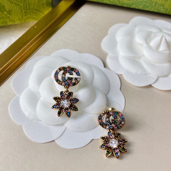 18K Double G Flower Pendant Earrings - 图片 3