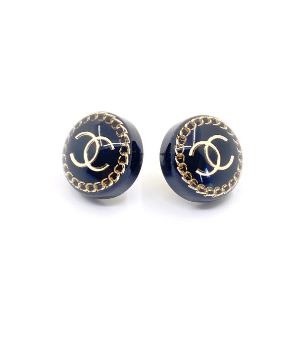 18K CC Circle Resin Earrings - Image 4
