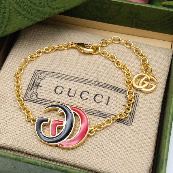 18K Double G Pink & Black Logo Bracelet - 图片 4