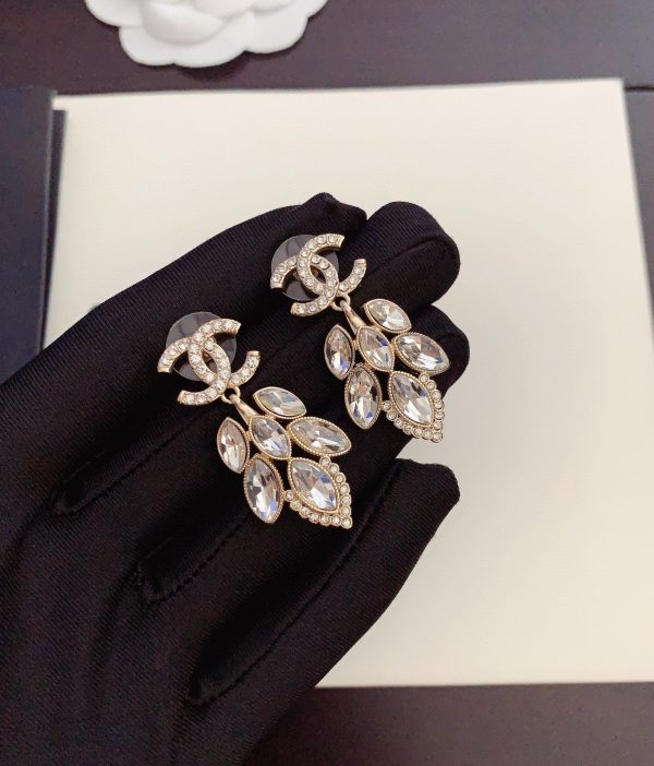 18K CC Crystals Pendant Earrings - 图片 4