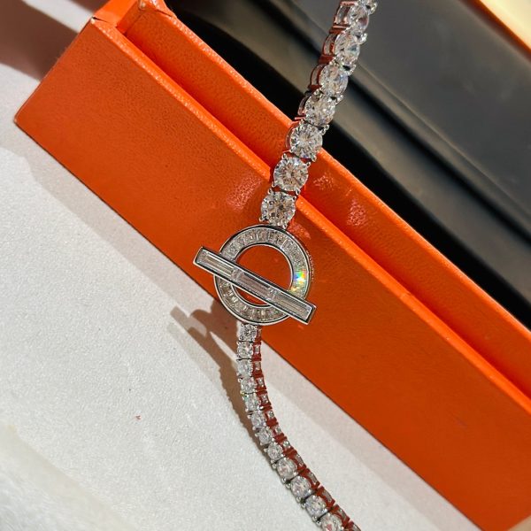 18K Finesse Link Diamond H Bracelet - 图片 5