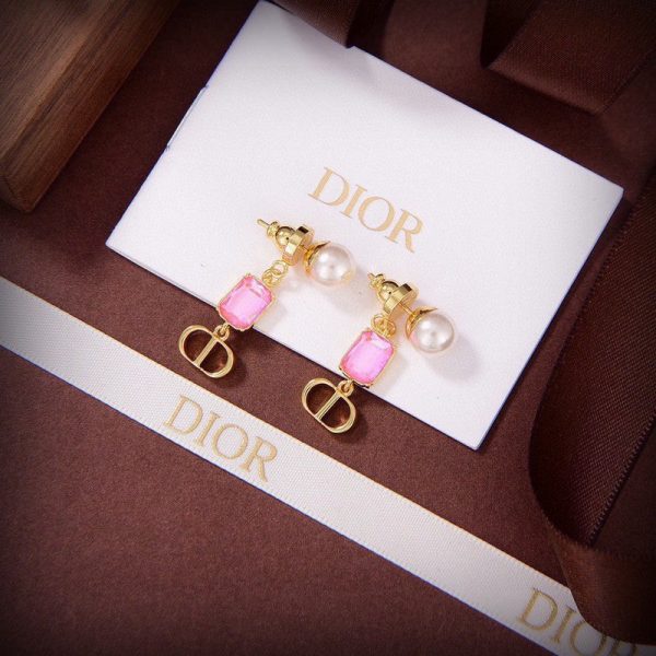 18K Petit CD Crystal Earrings - 图片 2