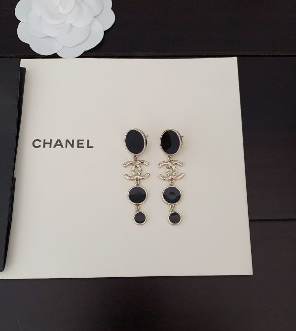 18K CC Black Crystals Earrings - 图片 3