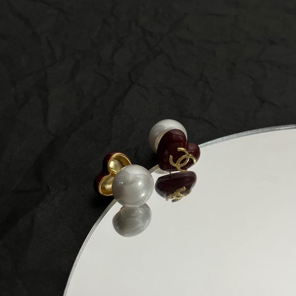 18K CC Red Heart Earrings - 图片 4
